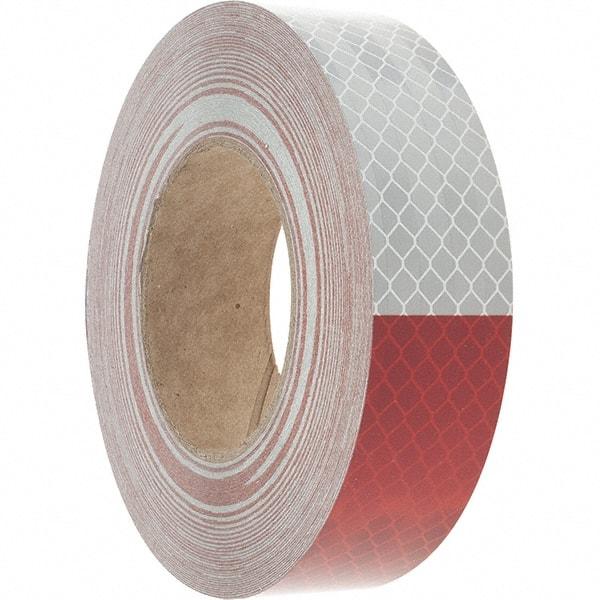 3M - 1-1/2" Wide, Red/White Reflective OSHA Conspicuity Tape - Stick-On - Makers Industrial Supply