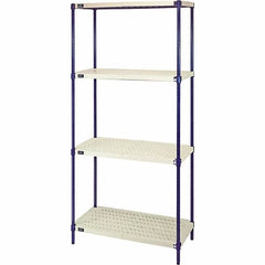 Quantum Storage - 72" High x 24" Wide x 36" Deep, 4 Shelf Ventilated Structural Open Plastic Shelving with Legs - Blue/White, 600 Lb Capacity - Makers Industrial Supply