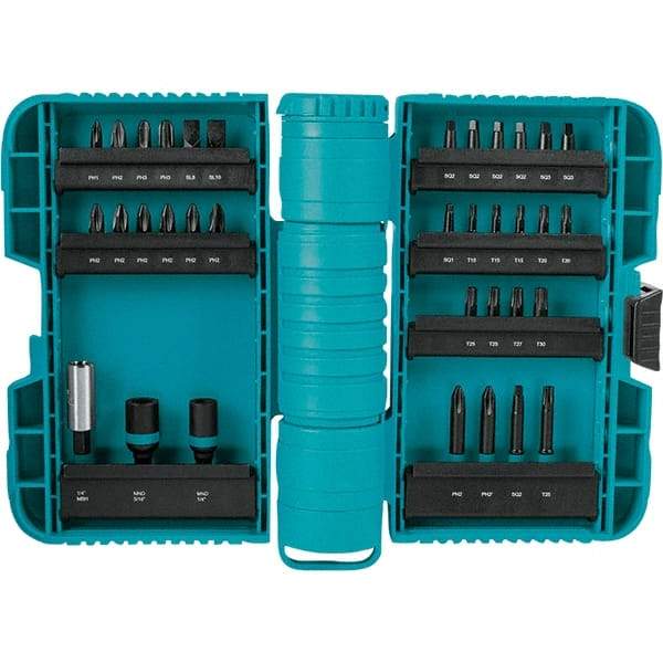 Makita - Power Bit, Insert Bit & Nut Driver Set - 1/4" Hex, #2, 1/4" Drive, Phillips, Slotted, Torx, Square Point - Makers Industrial Supply