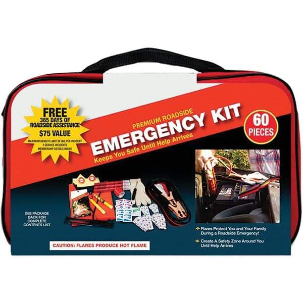 PRO-SAFE - Highway Safety Kits Type: Emergency Roadside Kit Number of Pieces: 60 - Makers Industrial Supply