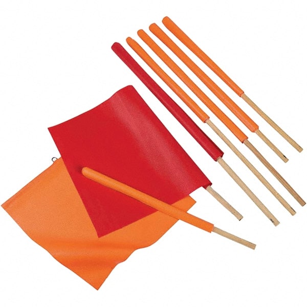 PRO-SAFE - 1 100-Piece 16 x 18" Red-Orange Vinyl Flags - Makers Industrial Supply