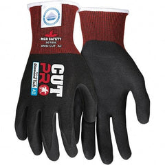 MCR Safety - Size M, ANSI Cut Lvl A4, Nitrile Coated Dyneema or Dyneema Alternative Cut Resistant Gloves - Palm & Fingers Coated, Dyneema Lining, Knit Wrist, Black, Paired - Makers Industrial Supply