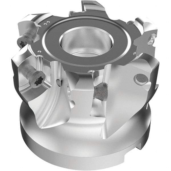 Seco - 6 Inserts, 50.5mm Cutter Diam, 1.8mm Max Depth of Cut, Indexable High-Feed Face Mill - 19.05mm Arbor Hole Diam, 0.185" Keyway Width, 1-1/2" High, R220.21-LP09 Toolholder, LPKT09 Inserts, Series High Feed - Makers Industrial Supply