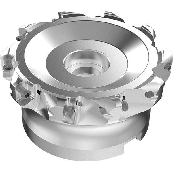 Seco - 10 Inserts, 87mm Cutter Diam, 1.8mm Max Depth of Cut, Indexable High-Feed Face Mill - 32mm Arbor Hole Diam, 0.5669" Keyway Width, 50mm High, R220.21-LP09 Toolholder, LPKT09 Inserts, Series High Feed - Makers Industrial Supply