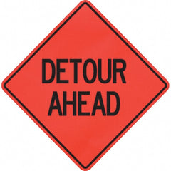 PRO-SAFE - "Detour Ahead," 48" Wide x 48" High Vinyl Traffic Control Sign - Makers Industrial Supply