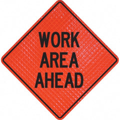 PRO-SAFE - "Work Area Ahead," 36" Wide x 36" High Vinyl Traffic Control Sign - Makers Industrial Supply