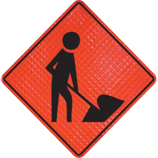 PRO-SAFE - Worker Digging, 36" Wide x 36" High Vinyl Traffic Control Sign - Makers Industrial Supply