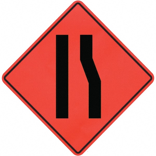 PRO-SAFE - Lanes Merging Left, 36" Wide x 36" High Vinyl Traffic Control Sign - Makers Industrial Supply