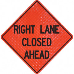 PRO-SAFE - "Right Lane Closed Ahead," 48" Wide x 48" High Vinyl Traffic Control Sign - Makers Industrial Supply