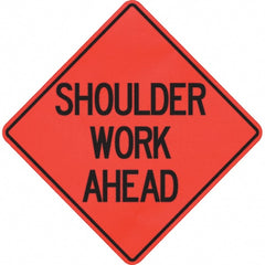 PRO-SAFE - "Shoulder Work Ahead," 48" Wide x 48" High Vinyl Traffic Control Sign - Makers Industrial Supply