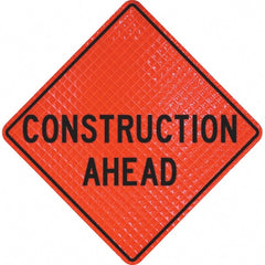 PRO-SAFE - "Construction Ahead," 48" Wide x 48" High Vinyl Traffic Control Sign - Makers Industrial Supply