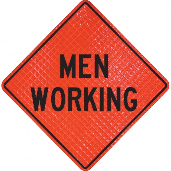 PRO-SAFE - "Men Working," 36" Wide x 36" High Vinyl Traffic Control Sign - Makers Industrial Supply