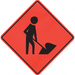 PRO-SAFE - Worker Digging, 48" Wide x 48" High Vinyl Traffic Control Sign - Makers Industrial Supply