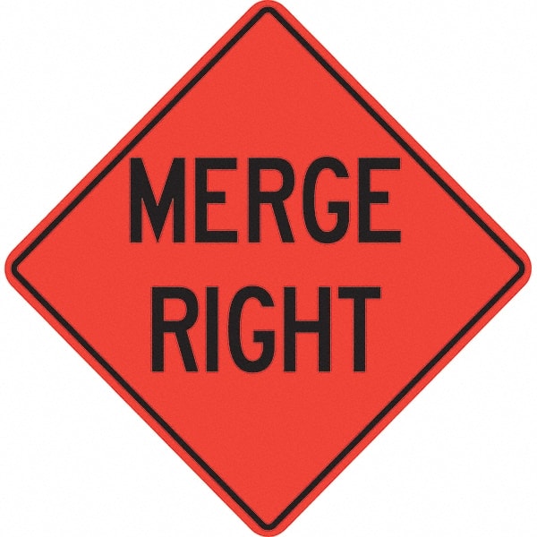 PRO-SAFE - "Merge Right," 36" Wide x 36" High Vinyl Traffic Control Sign - Makers Industrial Supply