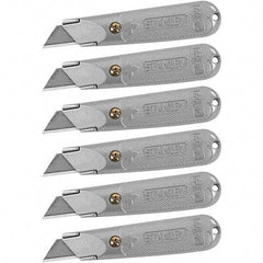 Stanley - Fixed Utility Knife - Aluminum (Color) Aluminum Handle, 18 Blades Included - Makers Industrial Supply