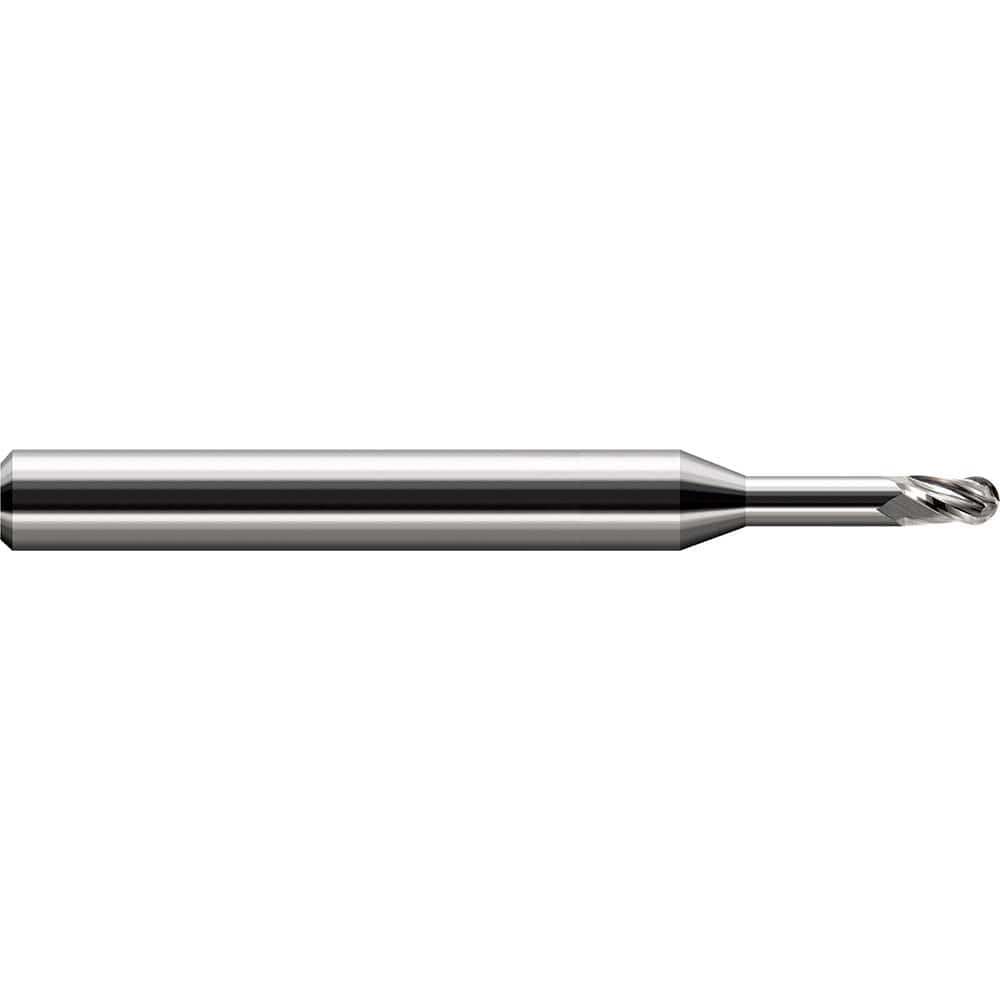 Harvey Tool - Ball End Mills; Mill Diameter (mm): 0.30 ; Mill Diameter (Decimal Inch): 0.0120 ; Number of Flutes: 3 ; Length of Cut (Decimal Inch): 0.0180 ; Material: Solid Carbide ; Overall Length (Inch): 2-1/2 - Exact Industrial Supply