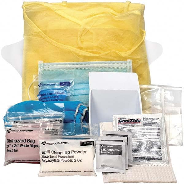 PRO-SAFE - 13 Piece, Bloodborne Pathogen Kit - 1-3/4" Wide x 8-1/4" Deep x 8-1/4" High, No Container Included - Refill Only - Makers Industrial Supply