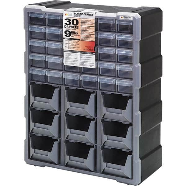 Quantum Storage - 39 Drawer, Small Parts Drawer Cabinet System - 23-3/4" Deep x 6-1/4" Wide x 15" High - Makers Industrial Supply