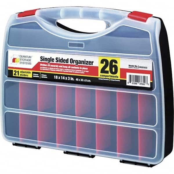 Quantum Storage - 14" Wide x 3" High x 18" Deep, Small Parts Organizer - Adjustable Compartments - Makers Industrial Supply