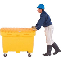 UltraTech - 15 Cu Ft, 350 Lb Load Capacity Yellow Polyethylene Tote Container - 48" Long x 31" Wide x 41.8" High, Lid Included - Makers Industrial Supply