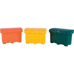 UltraTech - 15 Cu Ft, 350 Lb Load Capacity Safety Orange Polyethylene Tote Container - 48" Long x 31" Wide x 41.8" High, Lid Included - Makers Industrial Supply