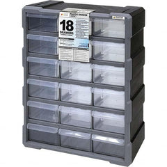 Quantum Storage - 18 Drawer, Small Parts Drawer Cabinet System - 18-3/4" Deep x 6-1/4" Wide x 15" High - Makers Industrial Supply