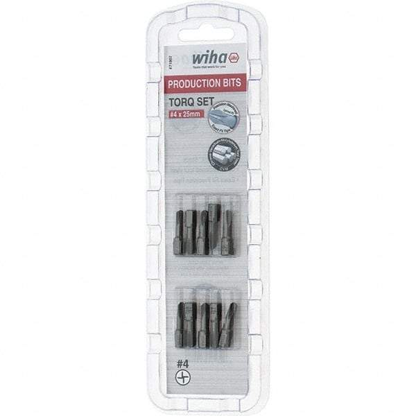 Wiha - 1/4" Drive, #4 Torq-Set Screwdriver Bit - 1" OAL - Makers Industrial Supply