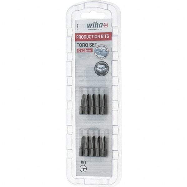 Wiha - 1/4" Drive, #0 Torq-Set Screwdriver Bit - 1" OAL - Makers Industrial Supply