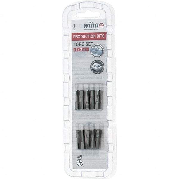 Wiha - 1/4" Drive, #5 Torq-Set Screwdriver Bit - 1" OAL - Makers Industrial Supply