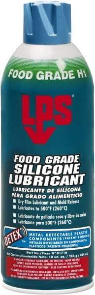 LPS - 16 oz Aerosol Dry Film/Silicone Penetrant/Lubricant - Clear, -40°F to 392°F, Food Grade - Makers Industrial Supply