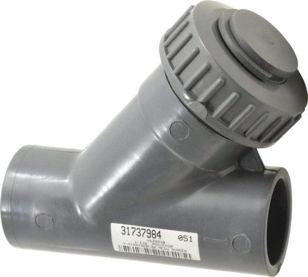 Simtech - 1-1/2" Pipe, Socket Ends, PVC Y-Strainer - 90 psi Pressure Rating - Makers Industrial Supply