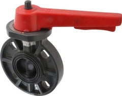 Simtech - 2" Pipe, Wafer Butterfly Valve - Lever Handle, PVC Body, EPDM Seat, 150 WOG, Polypropylene Disc, Stainless Steel Stem - Makers Industrial Supply