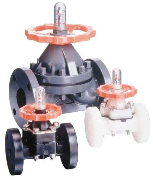 Simtech - 1-1/2" Pipe, 150 Max psi, Diaphragm Valve - Flanged End Connection, PVC, Viton Seal - Makers Industrial Supply