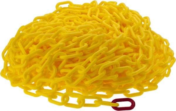 PRO-SAFE - 100' Long x 2" Wide Plastic Heavy-Duty Chain - Yellow - Makers Industrial Supply