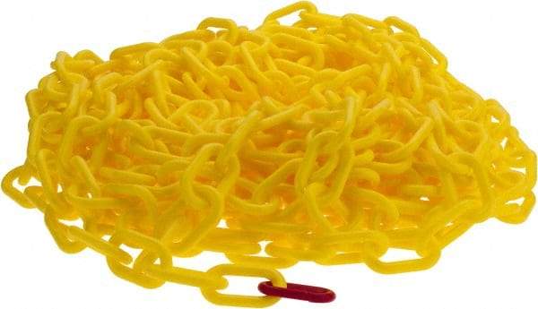 PRO-SAFE - 50' Long x 2" Wide Plastic Heavy-Duty Chain - Yellow - Makers Industrial Supply