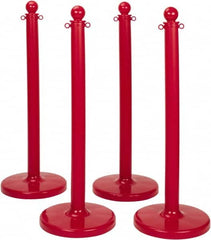 PRO-SAFE - 41" High, 3" Pole Diam, Warning Post - 16" Base Diam, Round Plastic Base, Red Plastic Post, For Outdoor Use - Makers Industrial Supply