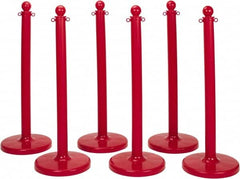 PRO-SAFE - 40" High, 2-1/2" Pole Diam, Warning Post - 14" Base Diam, Round Plastic Base, Red Plastic Post, For Outdoor Use - Makers Industrial Supply