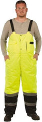 Utility Pro Wear - Size 5XL, Black/Yellow, Snap, Cold Weather Bib Overall - Polyester, Teflon, 5 Pockets, Teflon Fabric Protector, Adjustable Straps, Zipper/Snap Bottom - Makers Industrial Supply