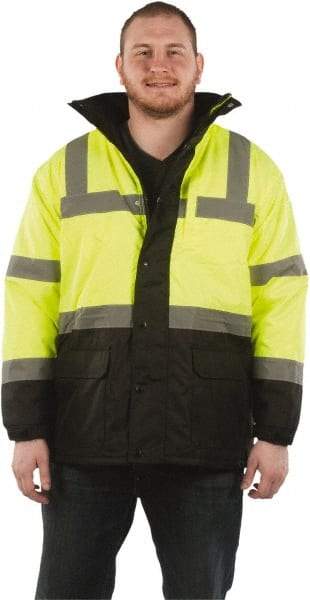 Utility Pro Wear - Size 2XL Cold Weather & High Visibility Parka - Yellow, Polyester & Teflon, Zipper, Snaps Closure - Makers Industrial Supply