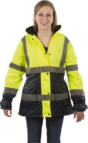 Utility Pro Wear - Size S Cold Weather & High Visibility Parka - Yellow, Polyester & Teflon, Zipper, Snaps Closure - Makers Industrial Supply