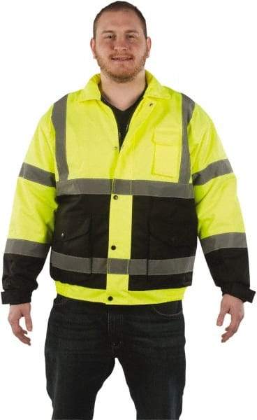 Utility Pro Wear - Size 4XL Cold Weather & High Visibility Jacket - Yellow, Polyester & Teflon, Zipper, Snaps Closure - Makers Industrial Supply