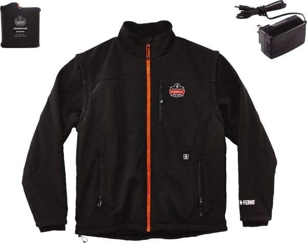 Ergodyne - Size 3XL Heated & Cold Weather Jacket - Black, Polyester, Zipper Closure, 50 to 54" Chest - Makers Industrial Supply