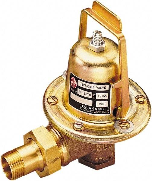 Bell & Gossett - 1/2" Inlet, 1/2" Outlet, Female Union x FNPT, Pressure Reducing Valve - 125 Max psi, Lead Free Brass - Makers Industrial Supply