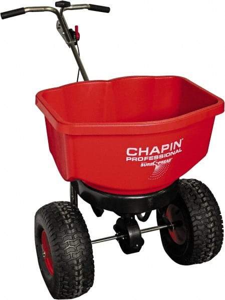 Chapin - 100 Lb Stainless Steel Walk Behind Broadcast Landscape Spreader - 14" Pneumatic Wheels - Makers Industrial Supply