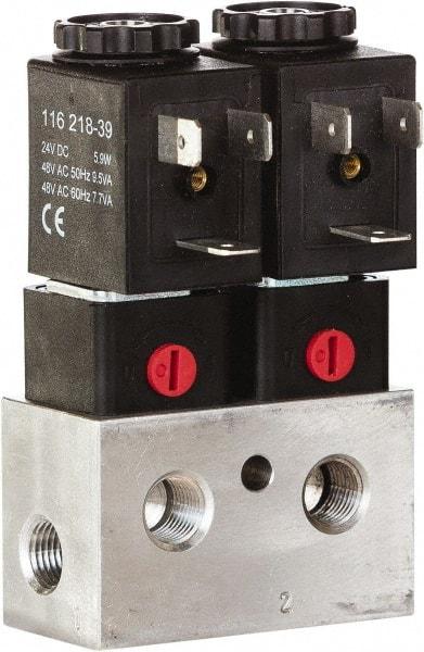 ARO/Ingersoll-Rand - 1/8", CAT Series 3-Way 2-Position Bar Manifold Stacking Solenoid Valve - 24 VDC, 0.062 CV Rate, 3.275" High x 3" Long - Makers Industrial Supply