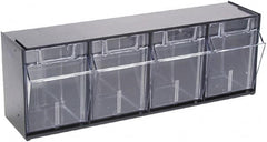 Deflect-o - 4 Compartment, 23-5/8 Inch Wide x 6-5/8 Inch Deep x 8-1/8 Inch High, Covered Modular - Plastic, Black and Clear - Makers Industrial Supply