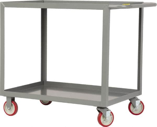 Little Giant - 1,200 Lb Capacity, 30" Wide x 48" Long x 35" High Service Cart - 2 Shelf, Steel, 2 Rigid/2 Swivel Casters - Makers Industrial Supply