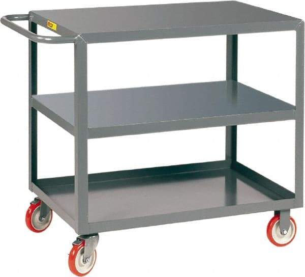 Little Giant - 1,200 Lb Capacity, 18" Wide x 24" Long x 35" High Service Cart - 3 Shelf, Steel, 2 Rigid/2 Swivel Casters - Makers Industrial Supply