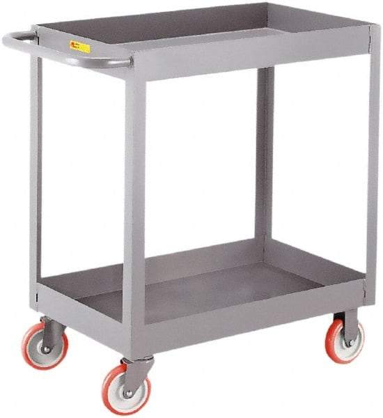 Little Giant - 1,200 Lb Capacity, 18" Wide x 30" Long x 35" High Deep Shelf Cart - 2 Shelf, Steel, 2 Rigid/2 Swivel Casters - Makers Industrial Supply