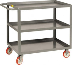 Little Giant - 1,200 Lb Capacity, 18" Wide x 24" Long x 35" High Service Cart - 3 Shelf, Steel, 2 Rigid/2 Swivel Casters - Makers Industrial Supply